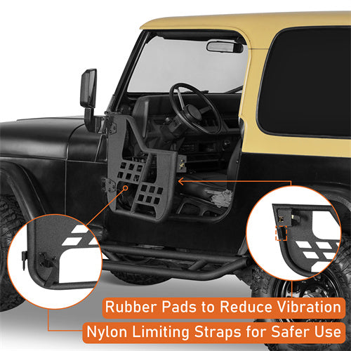 Load image into Gallery viewer, Hooke Road Jeep Half Doors Tubular Door Guards for 1976-1986 Jeep CJ-7 & 1987-1995 YJ Wrangler b1063s  7