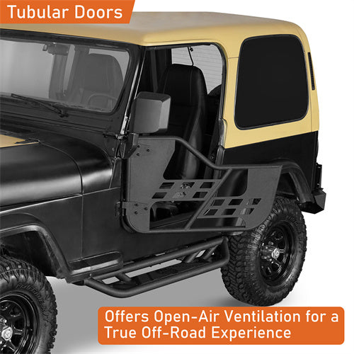 Load image into Gallery viewer, Hooke Road Jeep Half Doors Tubular Door Guards for 1976-1986 Jeep CJ-7 & 1987-1995 YJ Wrangler b1063s  8