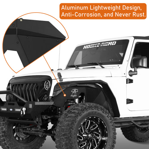 Load image into Gallery viewer, Hooke Road Jeep JK Aluminum Front Inner Fender Liners for 2007-2018 Jeep Wrangler JK b2115s 11