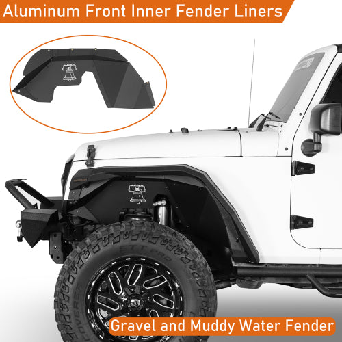 Load image into Gallery viewer, Hooke Road Jeep JK Aluminum Front Inner Fender Liners for 2007-2018 Jeep Wrangler JK b2115s 9