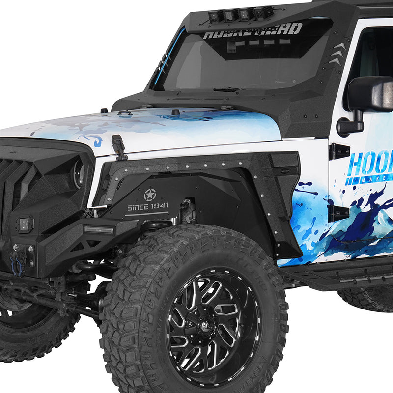 Load image into Gallery viewer, Hooke Road Front Fender Flares w/ Turn Signal Lights (07-18 Jeep Wrangler JK)