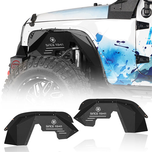XOOKUN Front Inner Fender Liner Kit For Jeep Wrangler JK/JKU (2007-2018) - 2-Piece Steel Wheel Well Guards