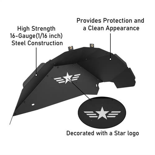 Load image into Gallery viewer, Rear Inner Fender Liners 4x4 wheel parts For 2007-2018 Jeep Wrangler JK - Hooke Road b2070s 9