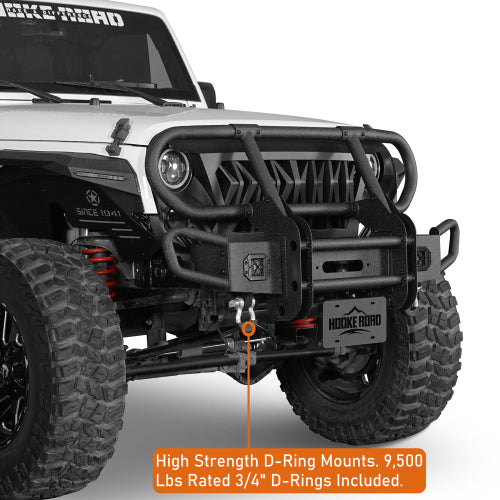 Load image into Gallery viewer, Hooke Road  Jeep JK Stubby Front Bumper w/ Grille Guard for 2007-2018 Jeep Wrangler JK b2099s  10
