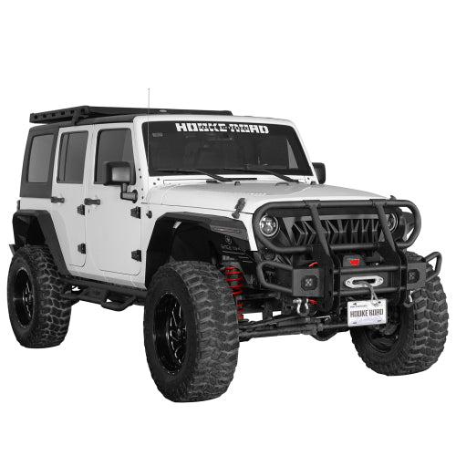 Load image into Gallery viewer, Hooke Road  Jeep JK Stubby Front Bumper w/ Grille Guard for 2007-2018 Jeep Wrangler JK b2099s  4