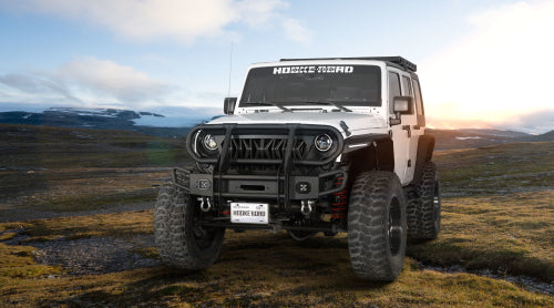 Load image into Gallery viewer, Hooke Road  Jeep JK Stubby Front Bumper w/ Grille Guard for 2007-2018 Jeep Wrangler JK b2099s  5