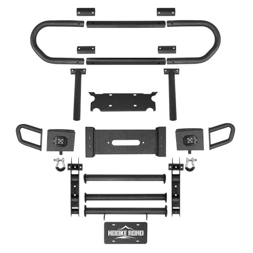 Load image into Gallery viewer, Hooke Road  Jeep JK Stubby Front Bumper w/ Grille Guard for 2007-2018 Jeep Wrangler JK b2099s  7