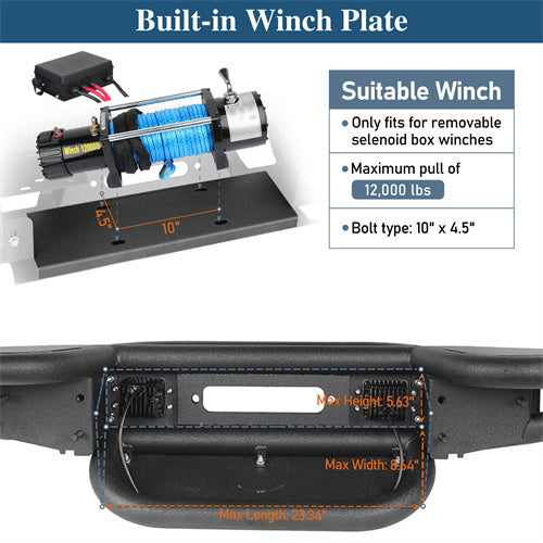 Load image into Gallery viewer, Hooke Road Stubby Tube Front Bumper w/Winch Plate & LED Spotlights(07-18 Jeep Wrangler JK)