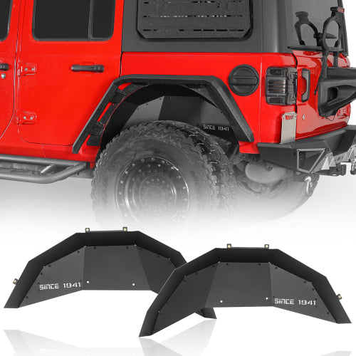 Load image into Gallery viewer, Hooke Road Jeep JL Aluminum Rear Wheel Well Liners for 2018-2024 Jeep Wrangler JL b3070s 1