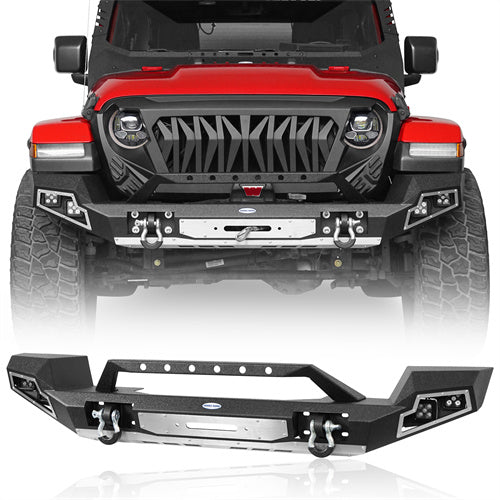 HookeRoad Jeep JL Full Width Front Bumper w/Winch Plate for 2018-2024 Jeep Wrangler JL b3013s 2