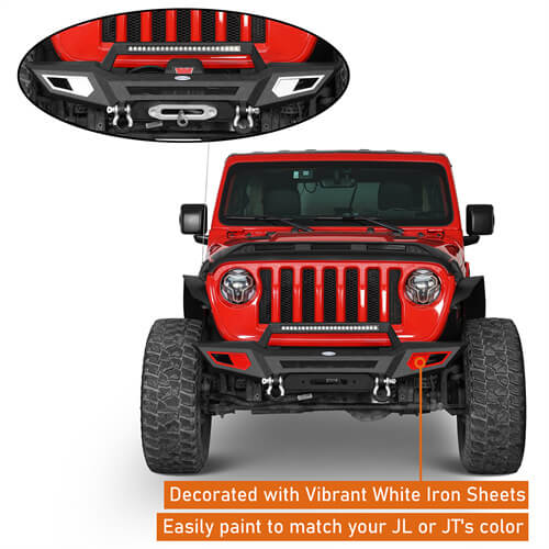 Load image into Gallery viewer, Jeep JL & JT Front Bumper 4x4 jeep parts w/Winch Plate & Light Bar- Hooke Road b3044s 15