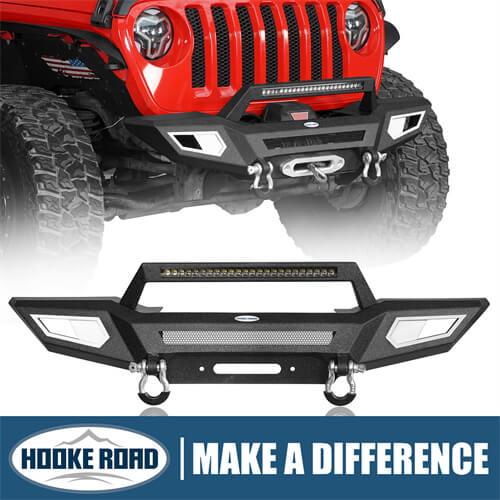 Load image into Gallery viewer, Jeep JL & JT Front Bumper 4x4 jeep parts w/Winch Plate & Light Bar- Hooke Road b3044s 1