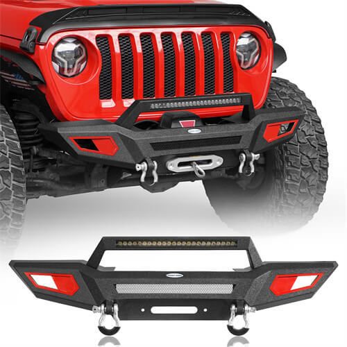Load image into Gallery viewer, Jeep JL & JT Front Bumper 4x4 jeep parts w/Winch Plate & Light Bar- Hooke Road b3044s 2