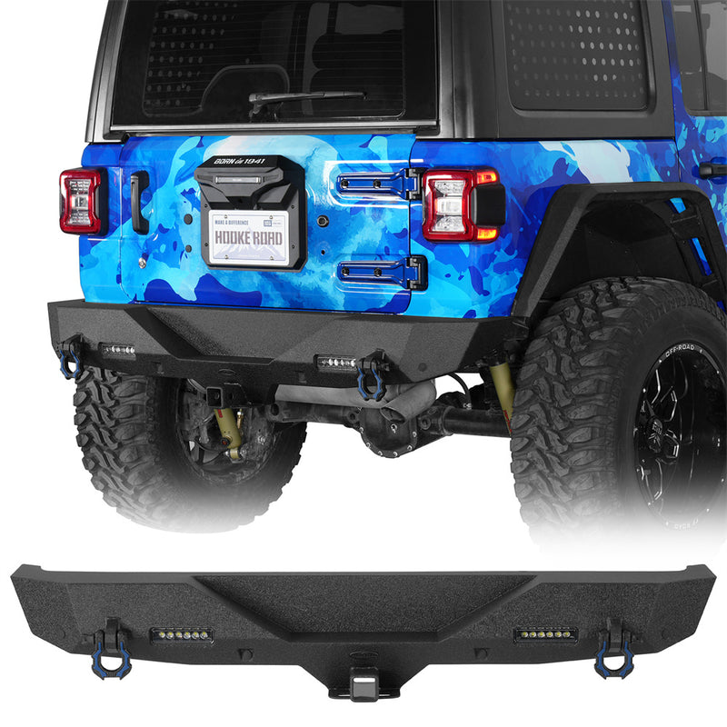 Load image into Gallery viewer, Hooke Road Black Series Rear Bumper w/2 Inch Hitch Receiver & LED Spotlights(18-26 Jeep Wrangler JL)