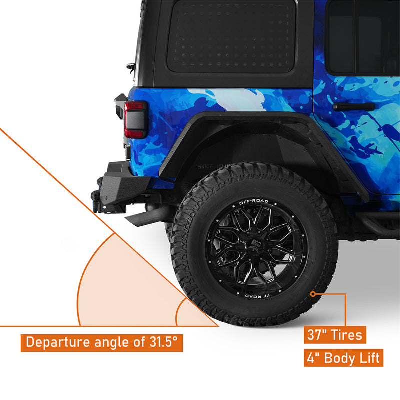 Load image into Gallery viewer, Hooke Road Black Series Rear Bumper w/2 Inch Hitch Receiver & LED Spotlights(18-26 Jeep Wrangler JL)