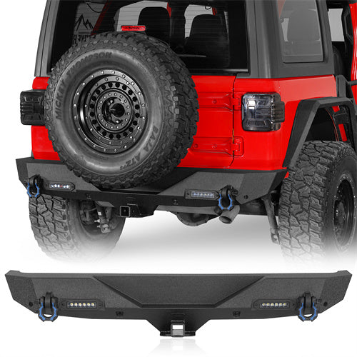 HookeRoad Jeep JL Rear Bumper w/2 Inch Hitch Receiver for 2018-2022 Jeep Wrangler JL b3003bs 1