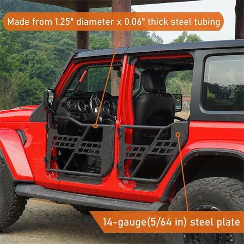 Jeep JL Tube Doors 4 Door Rock Crawler half doors for 2018-2023 Jeep Wrangler JL & Jeep Gladiator JT - HookeRoad  b3009s 10