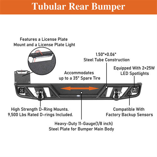 Load image into Gallery viewer, 2018-2024 Jeep Wrangler JL Rear Bumper Aftermarket Bumper 4x4 Jeep Parts - Hooke Road b3063s 14