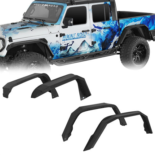 Hooke Road Jeep JT Flat Style Fender Flares for 2020-2024 Jeep Gladiator JT b7022ab 1
