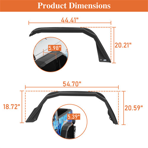 Load image into Gallery viewer, Hooke Road Jeep JT Flat Style Fender Flares for 2020-2024 Jeep Gladiator JT b7022ab 4