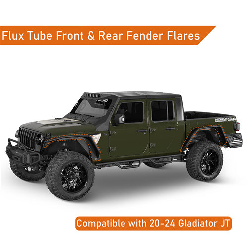 Load image into Gallery viewer, Hooke Road Jeep JT Flux Tube Fender Flares for 2020-2024 Jeep Gladiator JT b7021ab 9