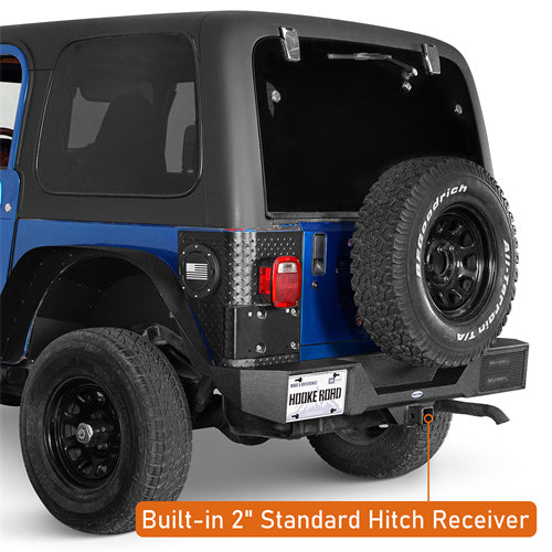 Load image into Gallery viewer, Hooke Road Jeep Rear Bumper w/Hitch Receiver for 1987-2006 Jeep Wrangler TJ & YJ b1039s 10