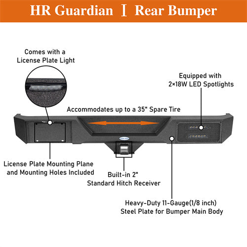 Load image into Gallery viewer, Hooke Road Jeep Rear Bumper w/Hitch Receiver for 1987-2006 Jeep Wrangler TJ & YJ b1039s 11