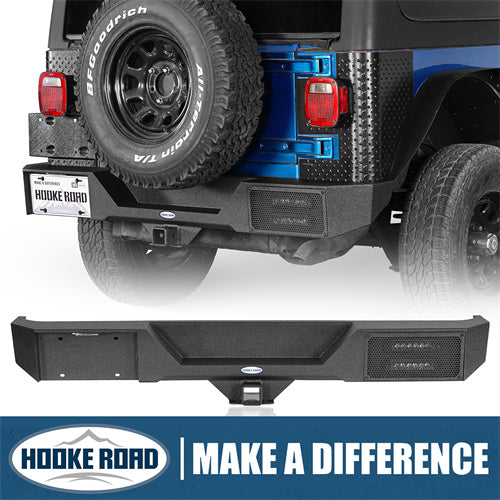 Load image into Gallery viewer, Hooke Road Jeep Rear Bumper w/Hitch Receiver for 1987-2006 Jeep Wrangler TJ & YJ b1039s 12