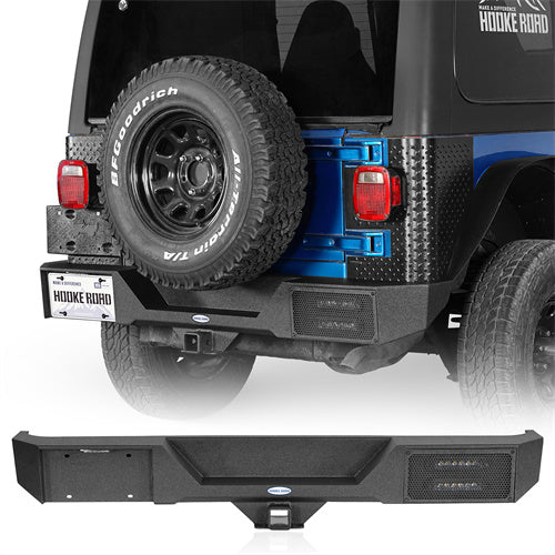 Load image into Gallery viewer, Hooke Road Jeep Rear Bumper w/Hitch Receiver for 1987-2006 Jeep Wrangler TJ & YJ b1039s 1