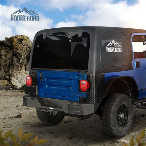 Load image into Gallery viewer, Hooke Road Jeep Rear Bumper w/Hitch Receiver for 1987-2006 Jeep Wrangler TJ & YJ b1039s 4