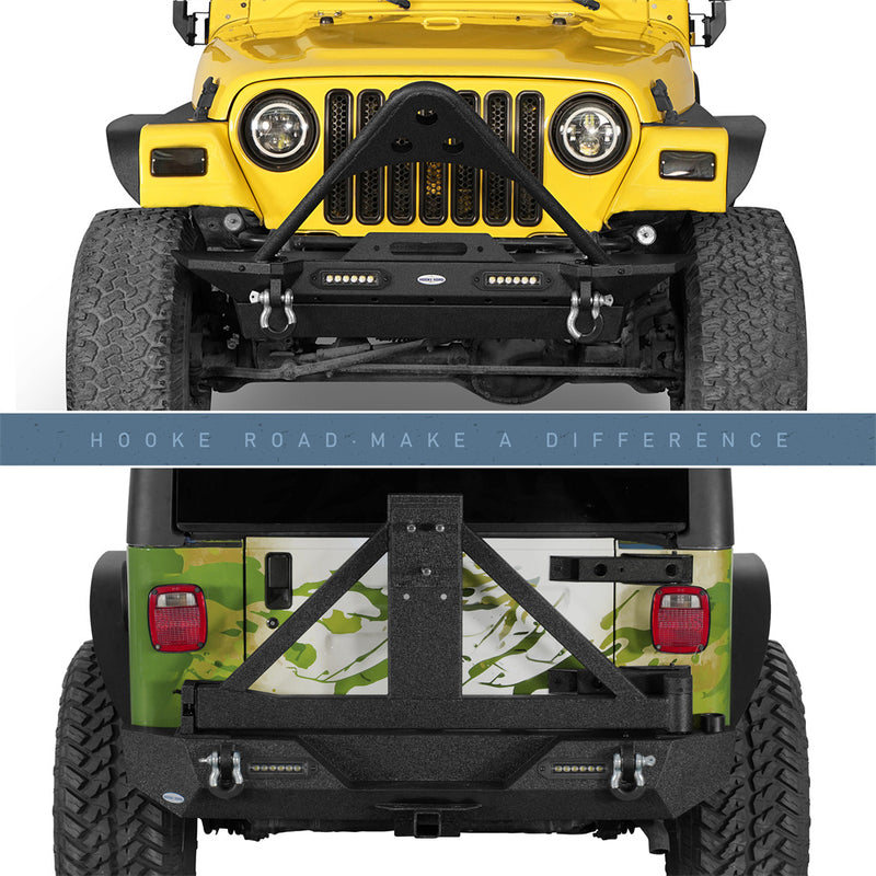 Load image into Gallery viewer, HookeRoad Jeep TJ Front & Rear Bumper Combo for 1987-2006 Jeep Wrangler TJ YJ b10101013 3