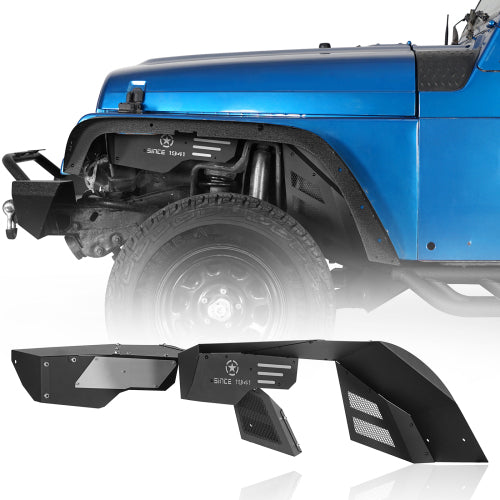 Hooke Road  Jeep TJ Front Wheel Well Liners Front Inner Fender Liner for 1997-2006 Jeep Wrangler TJ b1034s  1