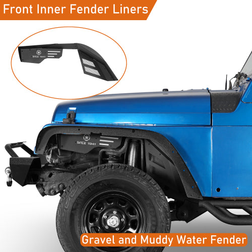 Load image into Gallery viewer, Hooke Road  Jeep TJ Front Wheel Well Liners Front Inner Fender Liner for 1997-2006 Jeep Wrangler TJ b1034s  9
