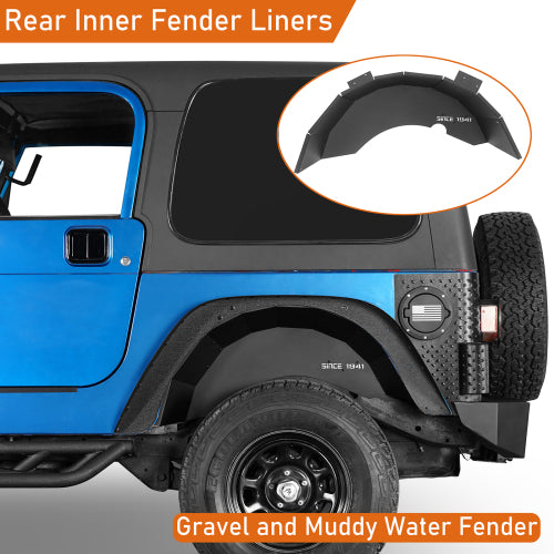 Load image into Gallery viewer, Hooke Road  Jeep TJ Rear Wheel Well Liners "Since 1941" for 1997-2006 Jeep Wrangler TJ b1035s 9