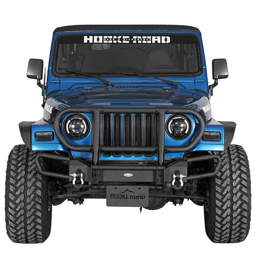 Load image into Gallery viewer, Hooke Road Jeep TJ YJ Front Bumper Brush Grille Guard b1068s 2