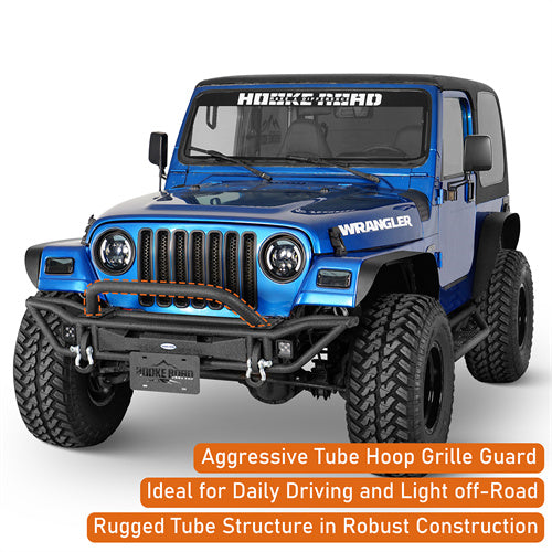 Load image into Gallery viewer, Hooke Road Jeep Tubular Front Bumper for 1997-2006 Jeep Wrangler TJ b1071s  11