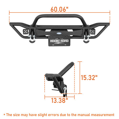 Load image into Gallery viewer, Hooke Road Jeep Tubular Front Bumper for 1997-2006 Jeep Wrangler TJ b1071s  8