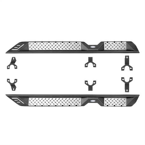 Load image into Gallery viewer, Wheel To Wheel Running Boards Side Step Bars For 2007-2018 Jeep Wrangler JK 4-Door - Hooke Road b2082s 17