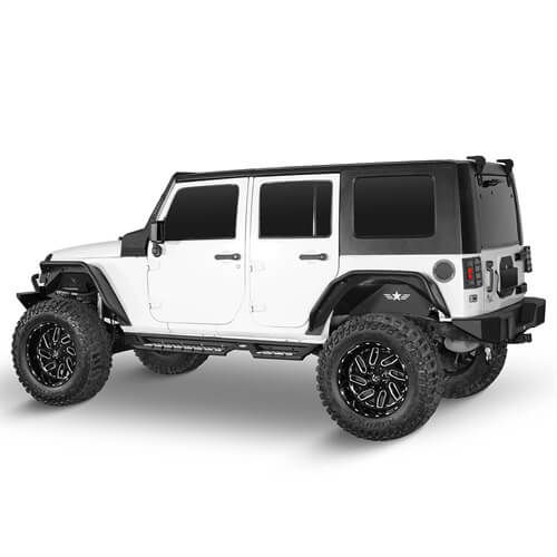 Load image into Gallery viewer, Wheel To Wheel Running Boards Side Step Bars For 2007-2018 Jeep Wrangler JK 4-Door - Hooke Road b2082s 5