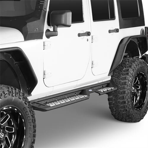 Load image into Gallery viewer, Wheel To Wheel Running Boards Side Step Bars For 2007-2018 Jeep Wrangler JK 4-Door - Hooke Road b2082s 8
