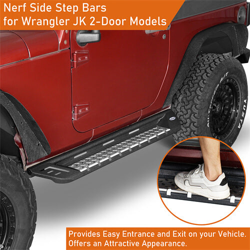 Load image into Gallery viewer, Wheel To Wheel Running Boards Side Step Bars For 2007-2018 Jeep Wrangler JK 2-Door - Hooke Road b2083s 12