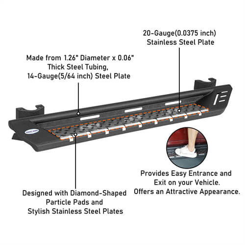 Load image into Gallery viewer, Wheel To Wheel Running Boards Side Step Bars For 2007-2018 Jeep Wrangler JK 2-Door - Hooke Road b2083s 14