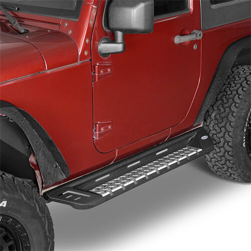Load image into Gallery viewer, Wheel To Wheel Running Boards Side Step Bars For 2007-2018 Jeep Wrangler JK 2-Door - Hooke Road b2083s 7