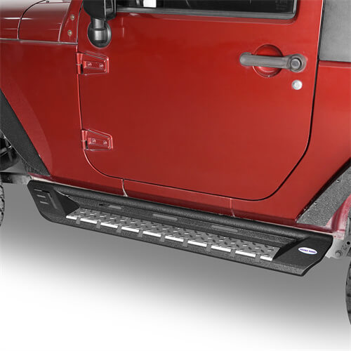 Load image into Gallery viewer, Wheel To Wheel Running Boards Side Step Bars For 2007-2018 Jeep Wrangler JK 2-Door - Hooke Road b2083s 8