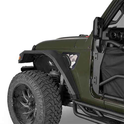 Load image into Gallery viewer, Hooke Road Wide Flat Front Fender Flares 4x4 Wheel Parts For 2018-2023 Jeep Wrangler JL & Gladiator JT b7015s 7