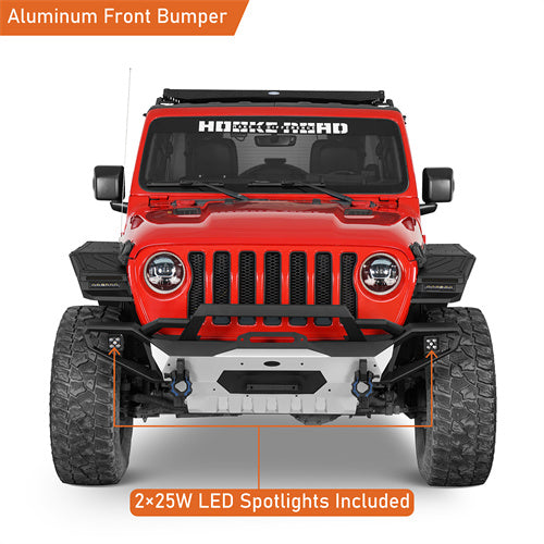 Load image into Gallery viewer, Hooke Road Jeep Wrangler Aluminum Front Bumper for 2018-2024 JL & 2020-2024 GLadiator JT b3067s 10