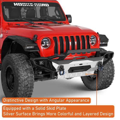 Load image into Gallery viewer, Hooke Road Jeep Wrangler Aluminum Front Bumper for 2018-2024 JL & 2020-2024 GLadiator JT b3067s 11