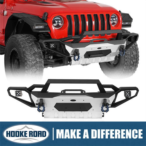 Load image into Gallery viewer, Hooke Road Jeep Wrangler Aluminum Front Bumper for 2018-2024 JL & 2020-2024 GLadiator JT b3067s 13