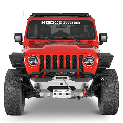 Load image into Gallery viewer, Hooke Road Jeep Wrangler Aluminum Front Bumper for 2018-2024 JL & 2020-2024 GLadiator JT b3067s 2