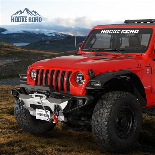 Load image into Gallery viewer, Hooke Road Jeep Wrangler Aluminum Front Bumper for 2018-2024 JL & 2020-2024 GLadiator JT b3067s 4